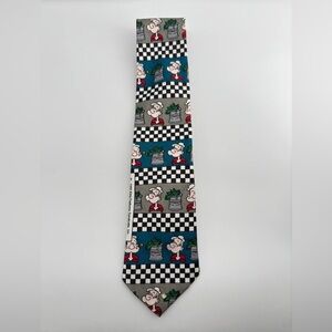 Popeye & Spinach Checkerboard Mens Novelty Necktie 56" 142cm Vtg Novel Ties 1995